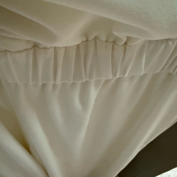 Halston Heritage White Wide Leg Jumpsuit with Asymmetrical Sleeve - Picture 6 of 9